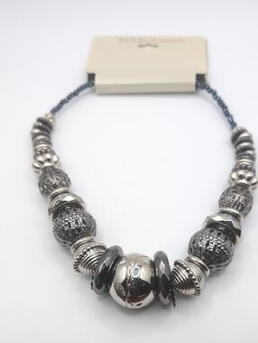BOLD ELEMENTS Silvertone Short Statement Chunky Necklace NWT $22